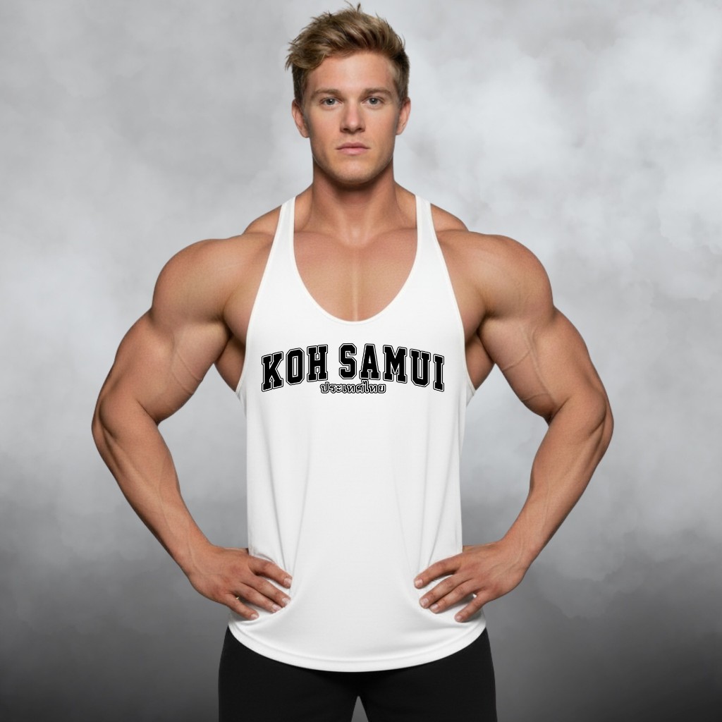 KOH SAMUI เสื้อกล้ามเพาะกายทรงคลาสสิค Bodybuilding Dry Fit Gym Tank Top