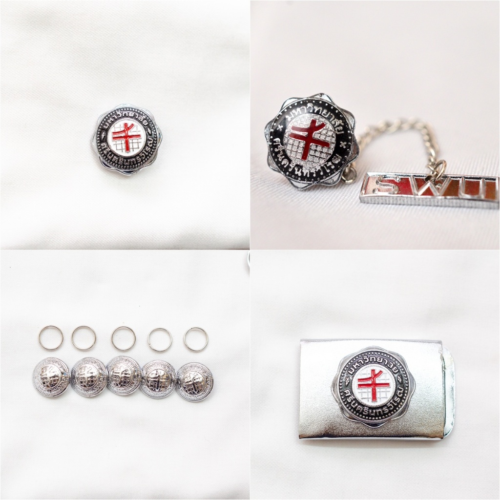 เครื่องหมาย มศว หญิง กระดุม เข็ม ติ้งตุ้ง เข็มขัด