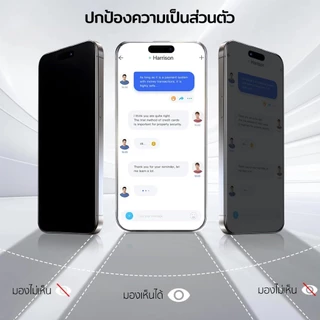ELELAB ฟิล์มกระจกกันมอง Anti-Spy Privacy เต็มจอ กันรอยขีดข่วน สำหรับ iPhone 15-16 ทุกรุ่น Pro Max/Plus