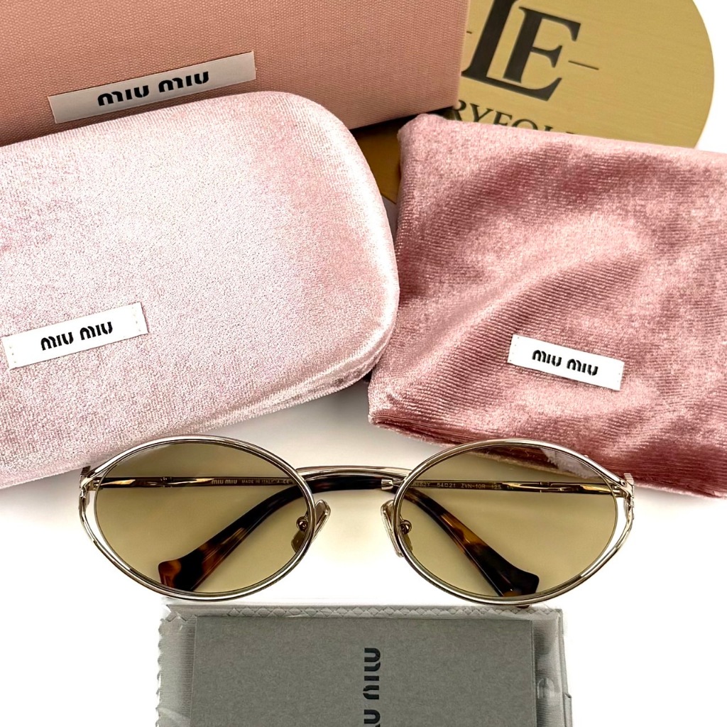 แว่นกันแดด Miu Miu Logo miumiu  MU52YS เลนส์ Yellow ของแท้ 100%