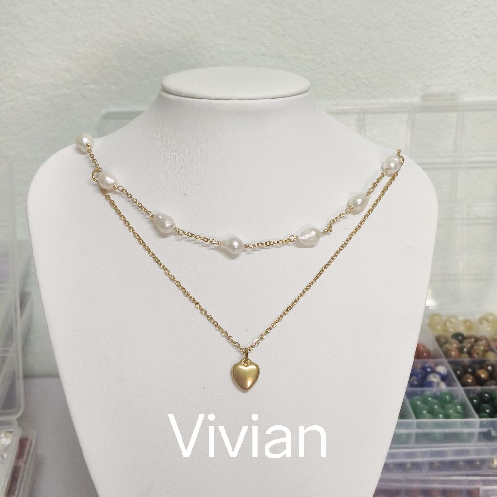 PATCHA - รุ่น Vivian สร้อยไข่มุข หัวใจเลยอร์