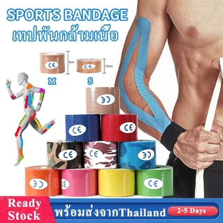 ส่งจากไทย⚡ Sports Bandage เทปบำบัด พันกล้ามเนื้อ 5cmx5m 2.5cmx5m คิเนสิโอ มีกาวในตัว