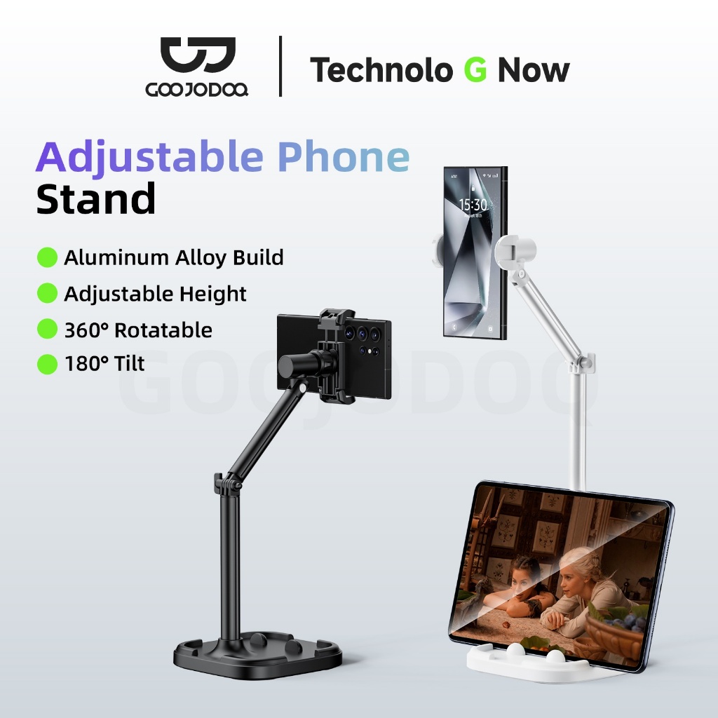 GOOJODOQ 360 ° Rotating Telescopic Folding Phone Stand Easy to Install Suitable for Multiple Scenari
