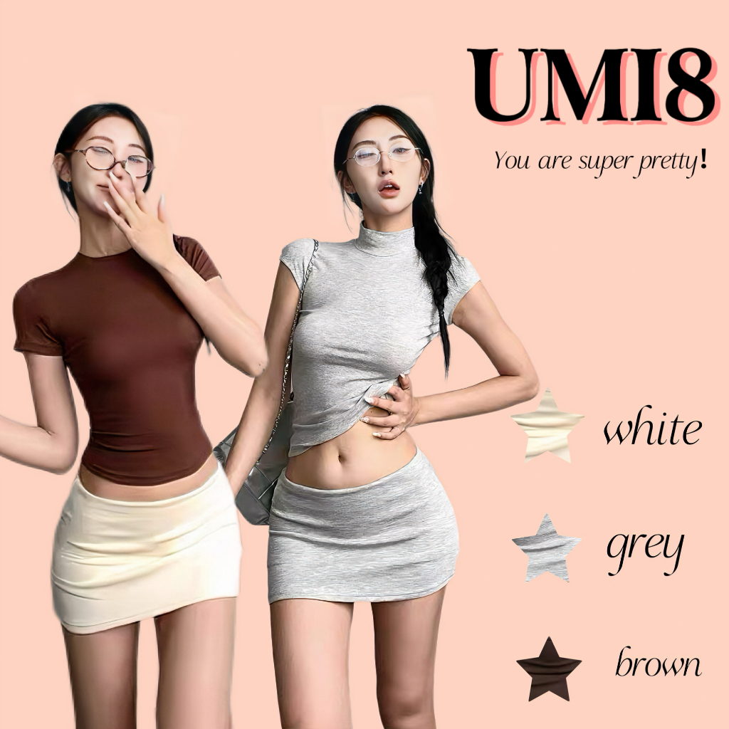 UMI8💝【ในสต็อก】💝กระโปรงสั้นเอวสูงทรงเข้ารูปสไตล์อเมริกันฤดูร้อนสำหรับผู้หญิง