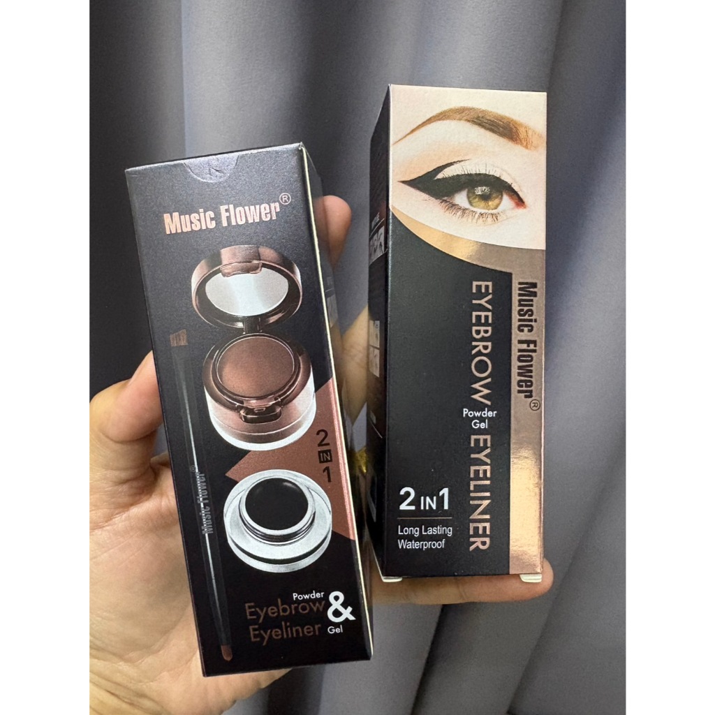 Music Flower เจลเขียนคิ้ว 2in1 แบบเจล+ฝุ่น อายไลเนอร์  ใช้งานได้ทั้งเขียนคิ้วและเกลี่ยด้วยฝุ่นในตัว