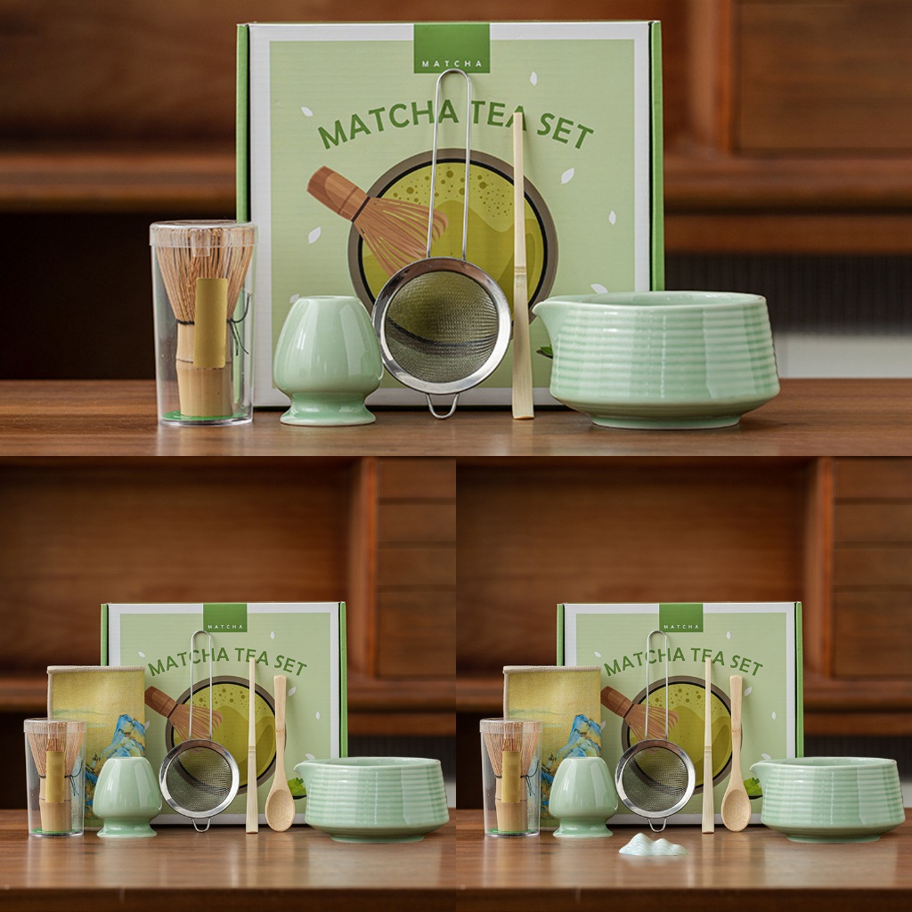 Matcha ชุดชามมัทธะพร้อมขาตั้ง Chasen และอุปกรณ์ ชุด 5/7/8 ชิ้น, ชุดพิธีชงชามัทธะสไตล์ญี่ปุ่น