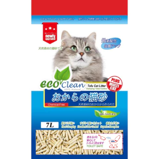 ทรายแมวเต้าหู้อีโค่คลีน ทรายเต้าหู้ธรรมชาติ ปลอดภัย ไร้สารเคมี Eco Clean Tofu Cat Litter 7L.