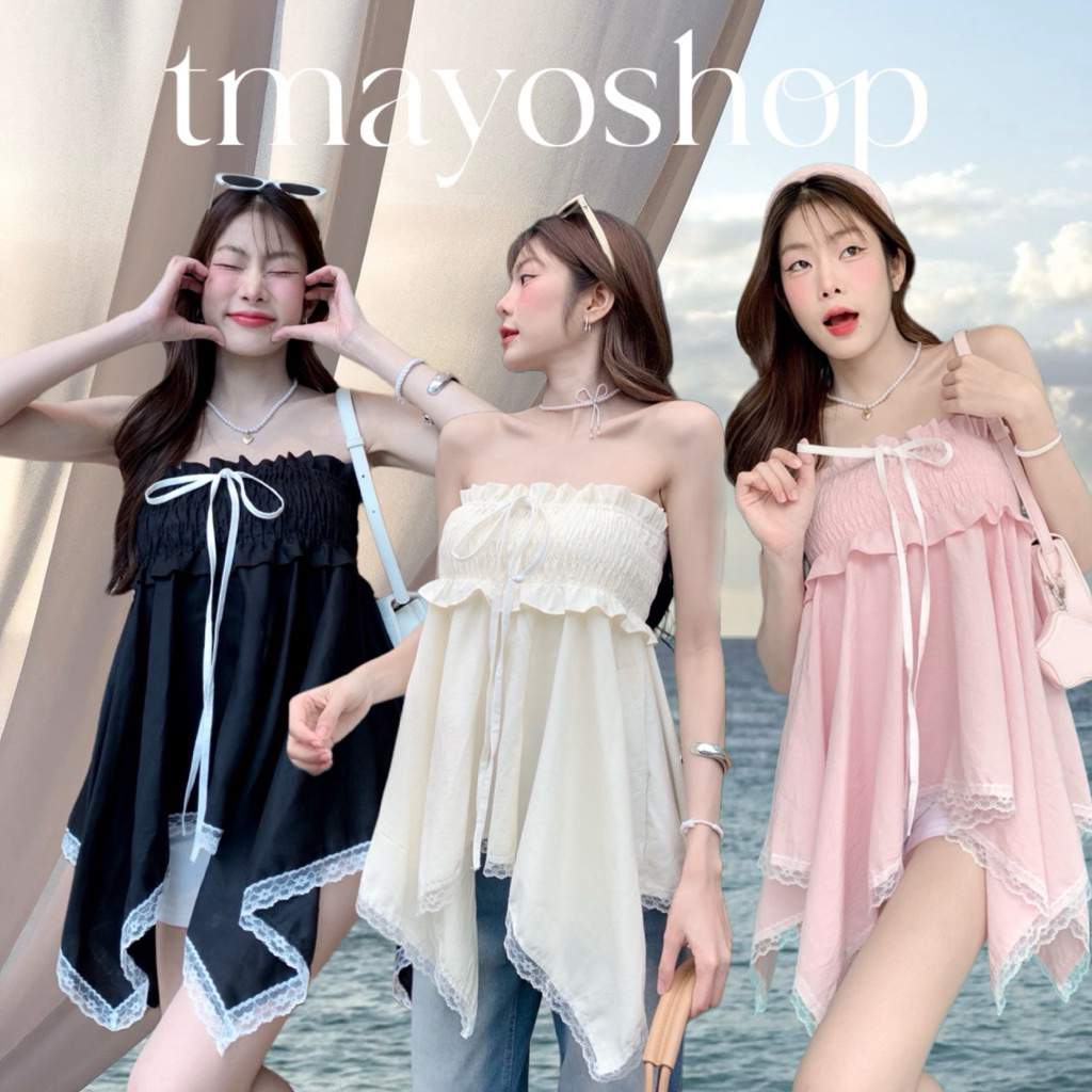 Ronnie Top⋆𐙚₊˚⊹♡ เสื้อ แถมผ้าผูกผม