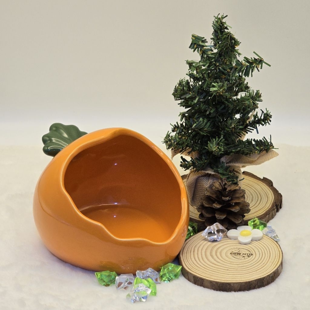 Happy Petto อ่างเซรามิก บ้นเซรามิก รูปแครอท สำหรับหนูแฮมสเตอร์ ชูก้าร์