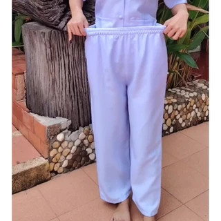 แยกกางเกงเอวยืด สีขาวโอ​โม่​ ผ้าโซล่อน