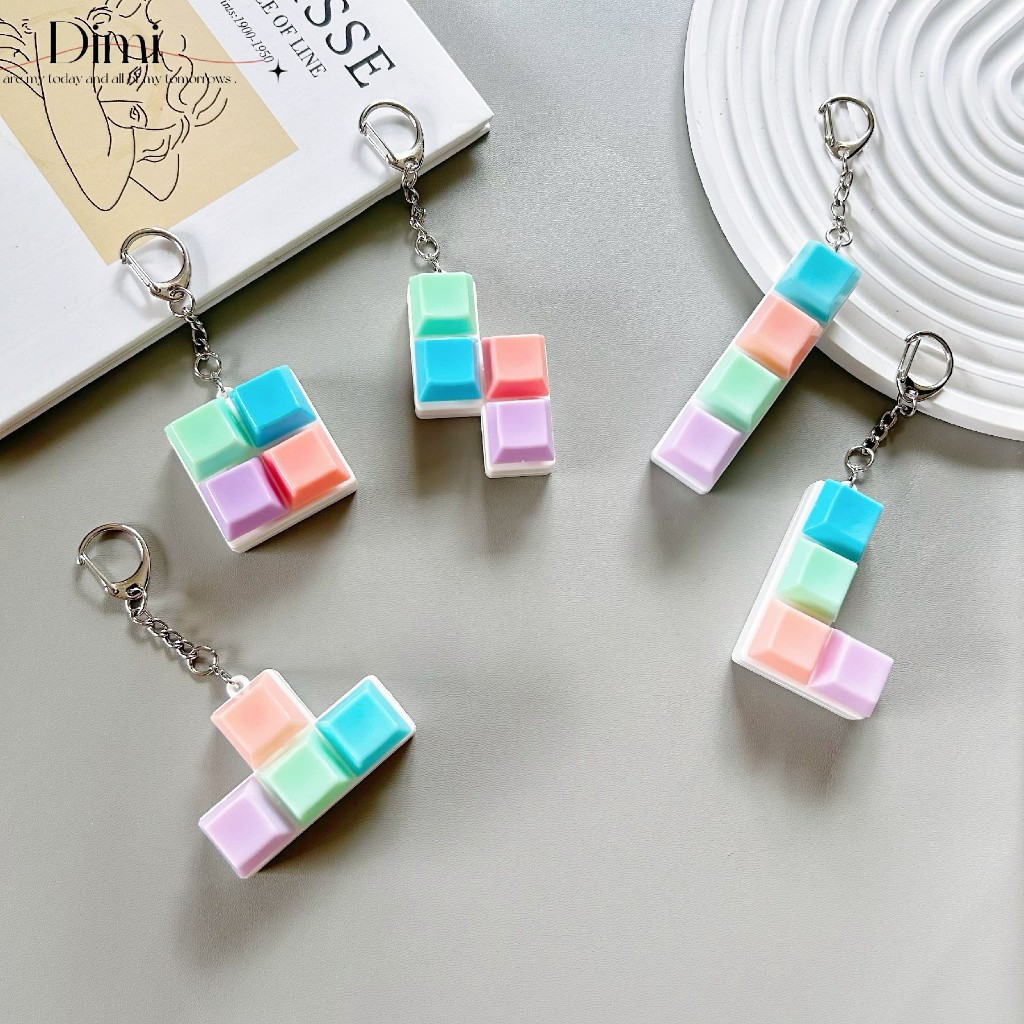 พร้อมส่ง คล้องพวงกุญเเจ ทรงปุ่มกด ของเล่น ปุ่มคีย์บอร์ด 4คีย์  พวงกุญเเจ