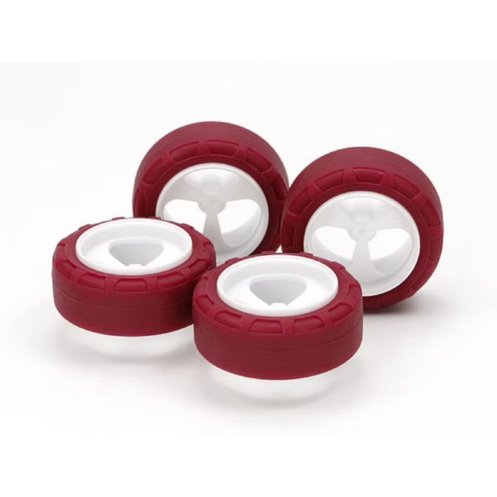 Tamiya 95634 Low Friction Small Dia. Narrow Tires (24mm) & 3-Spoke Wheels ล้อเล็กยางมารูนะ