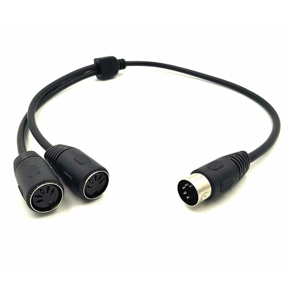 MIDI 5 Pin Din Male to Dual 2 x DIN 5Pin Female Extension Audio Cable Y Splitter (1ผู้ ออก 2เมีย) 50cm