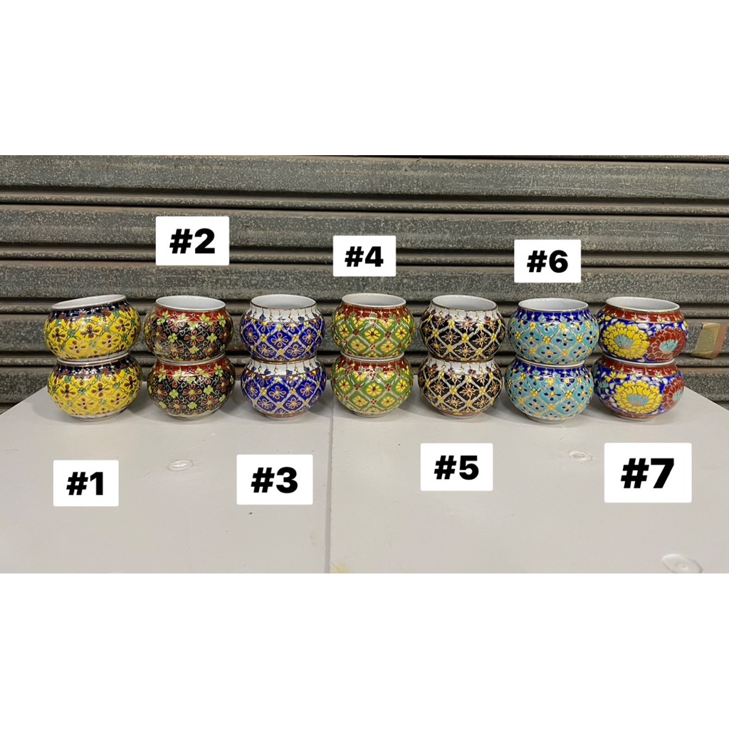 ถ้วยลายเบญจรงค์ (ใหญ่) 1 คู่ สำหรับใส่น้ำและอาหารให้กับนกหัวจุกนกด่างนกแฟนซีและนกขนาดใกล้เคียงทุกชนิด