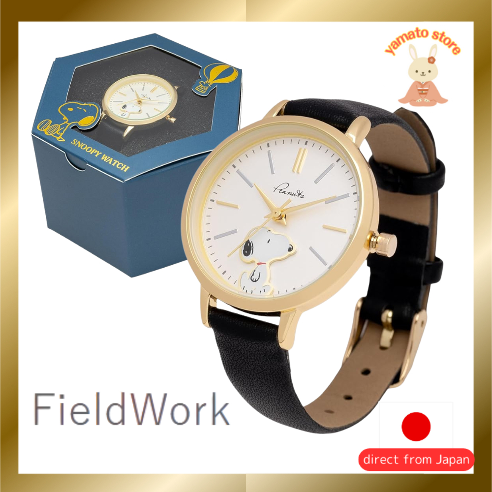 [Field Work] Women's Watch Analog Snoopy Leather Strap 2-Layer Watch G Black PNT-048-4 นาฬิกาข้อมือ