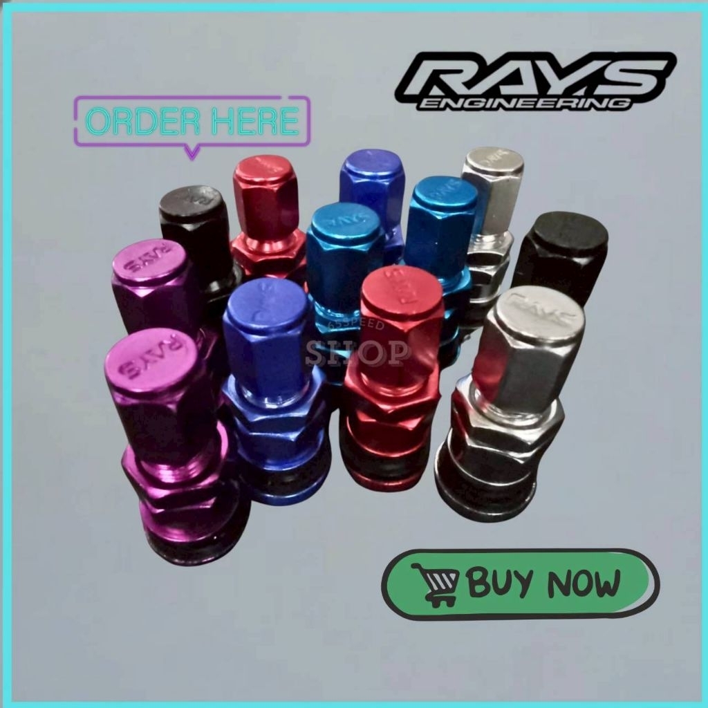 จุ๊บลมตัวสั้น RAYS อลูมิเนียม งานสวย แข็งแรง Tire Valve Stem แต่งล้อแม็ก ติดตั้งง่าย พร้อมส่ง