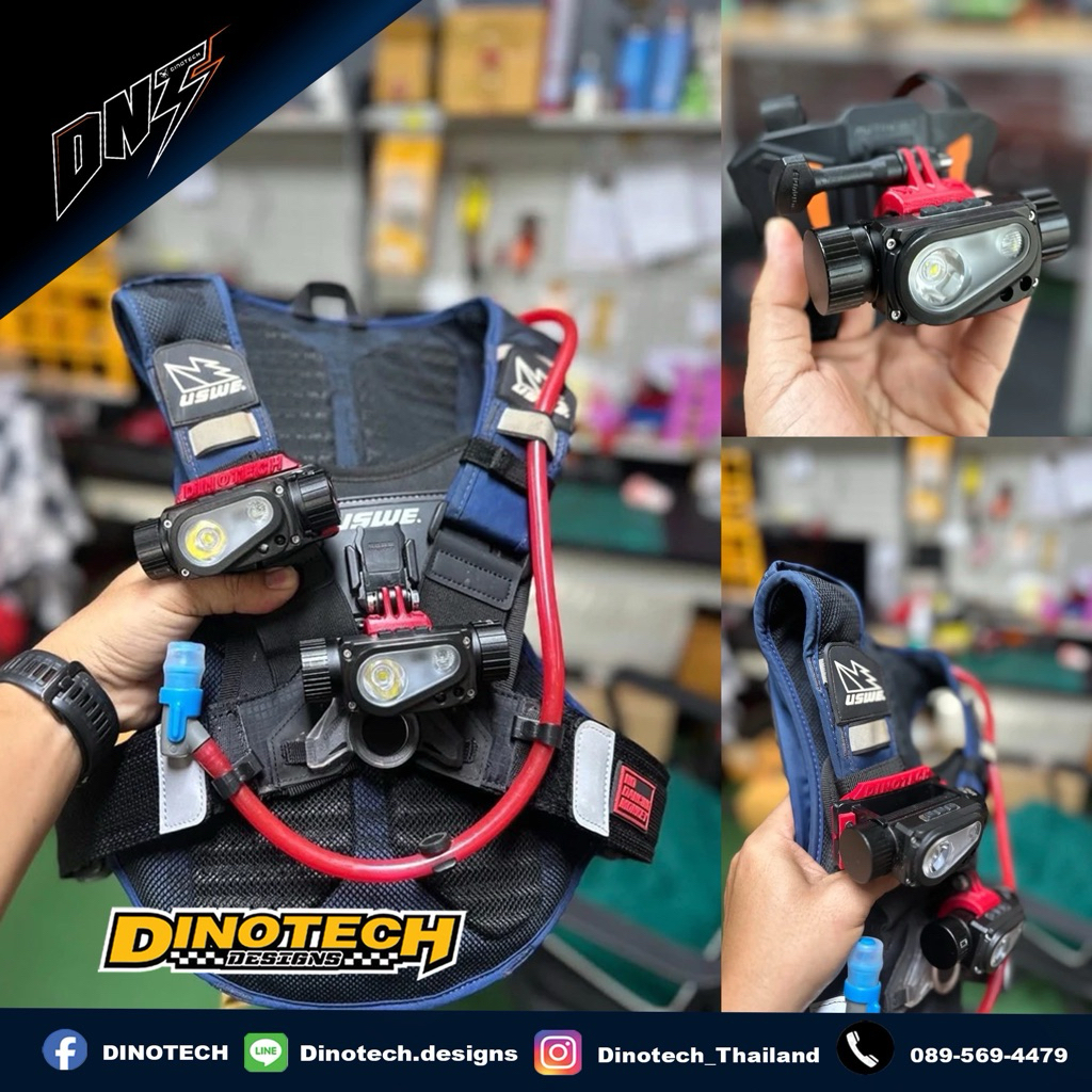 ชุดขายึดไฟฉายDINOTECH พร้อมไฟฉาย     ชุดไฟฉาย สำหรับสายเอ็นดูโร่        กำลัง LED 10W สว่างมุมแสงกว้าง