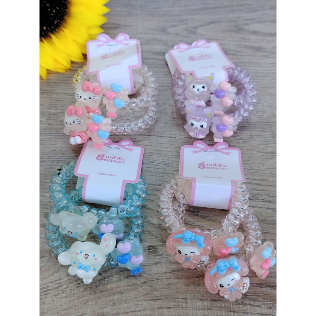 2ชิ้น💥พร้อมส่ง💥 หนังยางเกลียว ยางรัดผมตัวหนอน ลายการ์ตูนยางรัดผมน่ารักๆ 2ชิ้น - รูปที่ 3