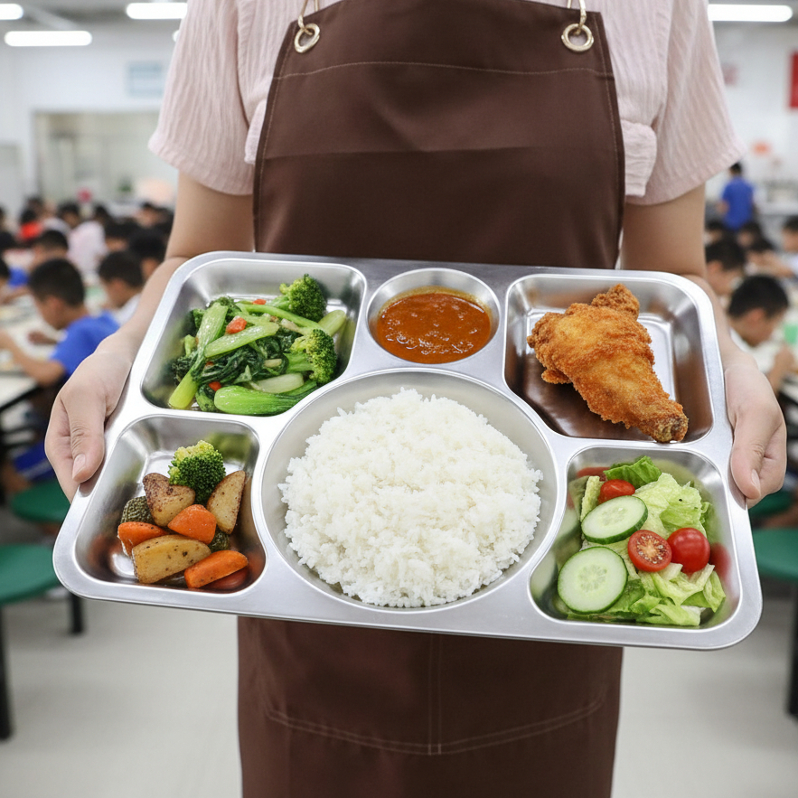 ถาดหลุม สแตนเลส ทรงเหลี่ยม 6 ช่อง ไซส์ใหญ่ ขนาด 29.8x40x2.4 ซม.