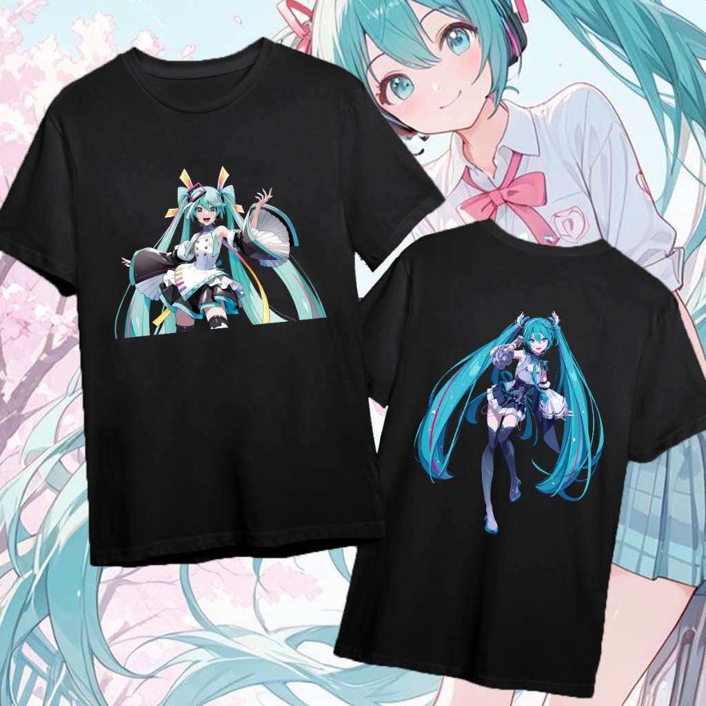 Hatsune Miku T-shirt Anime เหมาะสำหรับทั้งชายและหญิง S-5XL เสื้อยืดลำลอง  ระบายอากาศได้สวมใส่