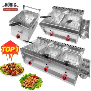 KONIG สแตนเลส หม้อทอดแก๊ส ข้น หม้อทอดเฟรนฟราย สามกระบอก เครื่องทอดเฟรนฟราย เครื่องใช้ในครัว ทางการค้า เครื่องทอดอเน