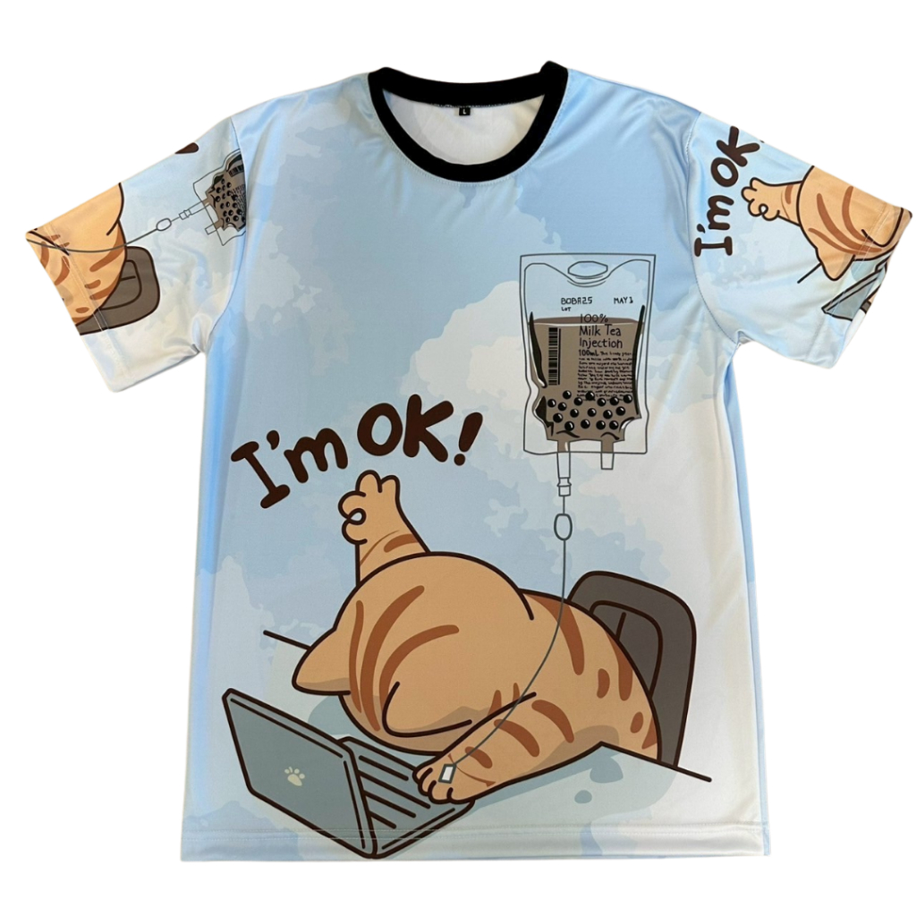 (ลายใหม่)เสื้อยืดลายแมว I'm ok