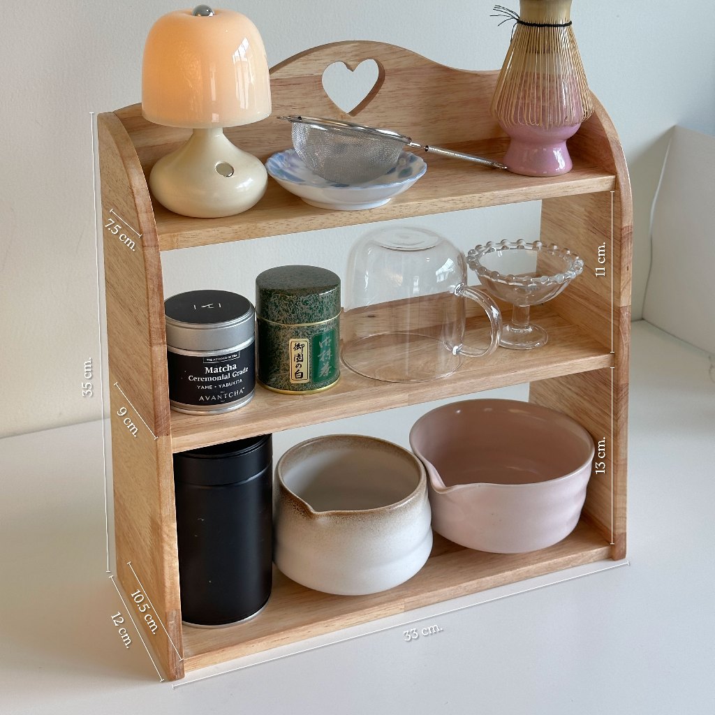 GARNET 🕰️ Ritual Shelf in Wood – ชั้นวางของไม้จริง เจาะรูรูปหัวใจและทำขอบมนเพิ่มความน่ารัก