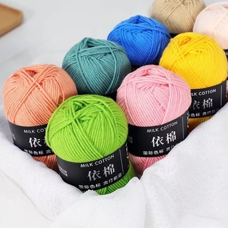 50G! ไหมพรมคอตตอนนม 4ply น้ำหนัก50กรัม สีพาสเทล ถักง่าย ถักโครเชต์ 4ply Milk cotton yarn พร้อมส่งจากไทย