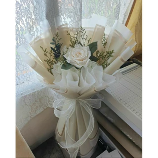 🤍 ช่อกุหลาบขาว Cappuccino Curled Roses - ช่อดอกไม้ประดิษฐ์ วันเกิด รับปริญญา วาเลนไทน์ 🤍
