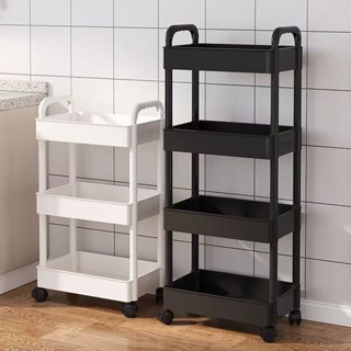 ชั้นวางของรถเข็นพลาสติก 3/4/5ชั้น พร้อมล้อเลื่อน+ที่จับ รถเข…