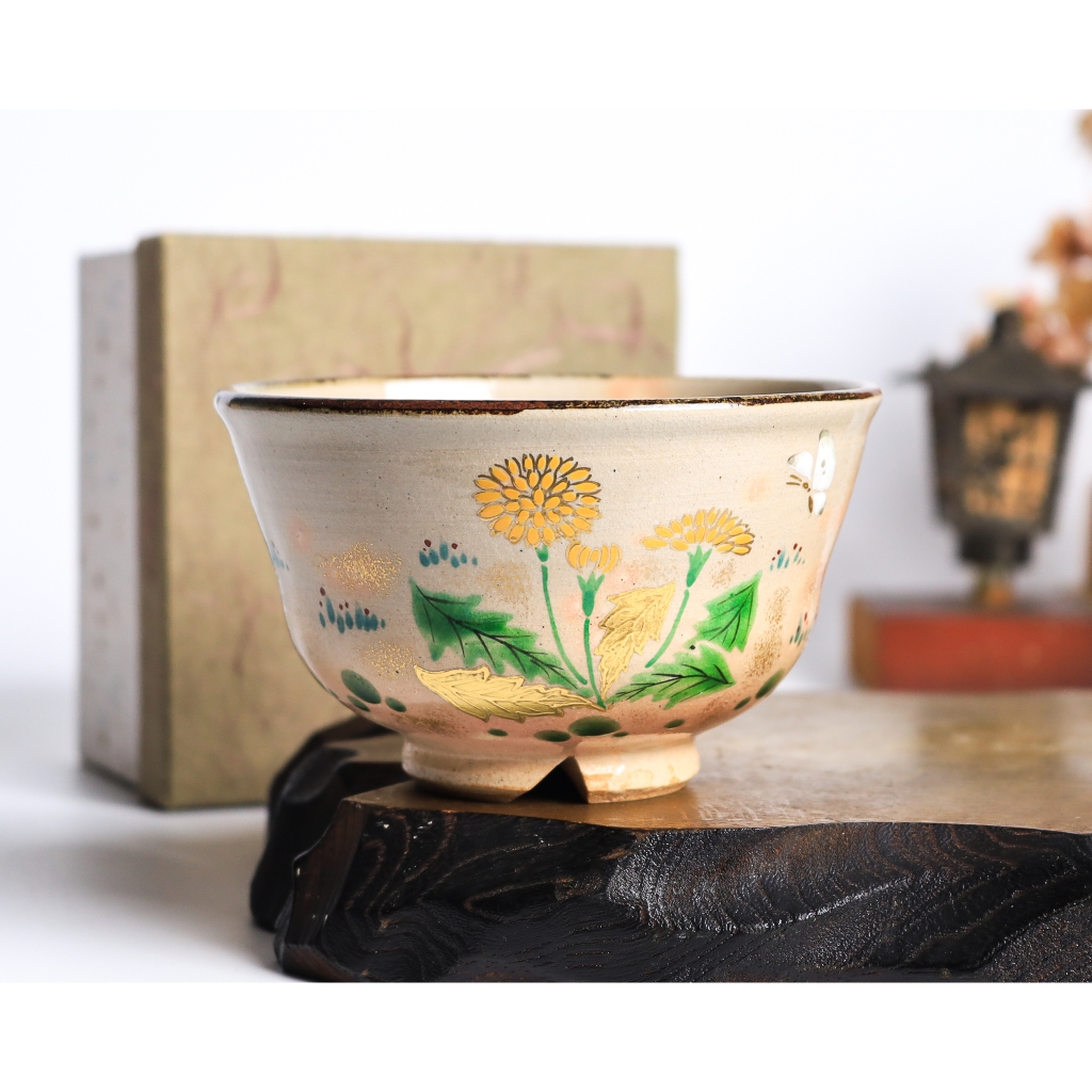 MATCHACHAN | 🍵 Kiyomizu-yaki Tanaka Keiho  ถ้วยงาน Kyoto ลวดลายดอกไม้ ผีเสื้อ