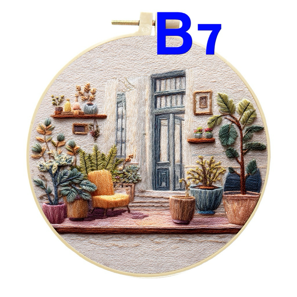 🌺สอนฟรี ชุดปักผ้า งานDIY ลายห้องนั่งเล่น นาฬิกา Embroidery kit ส่งจาก กทม.