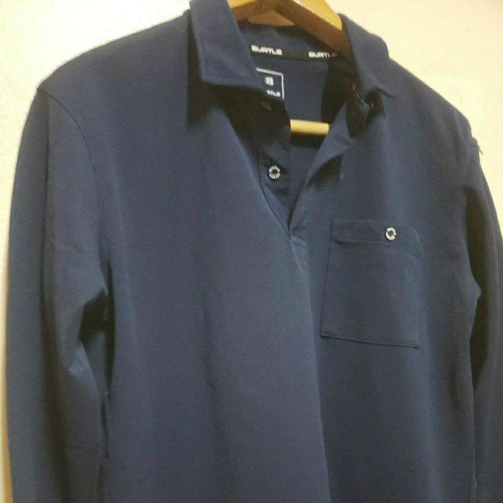 เสื้อแขนยาวคอปกกระดุม 2 เม็ด โพลีเอสเตอร์ 100% กรมเข้ม  BURTLE อก 40 ยาว 26 นิ้ว C096815