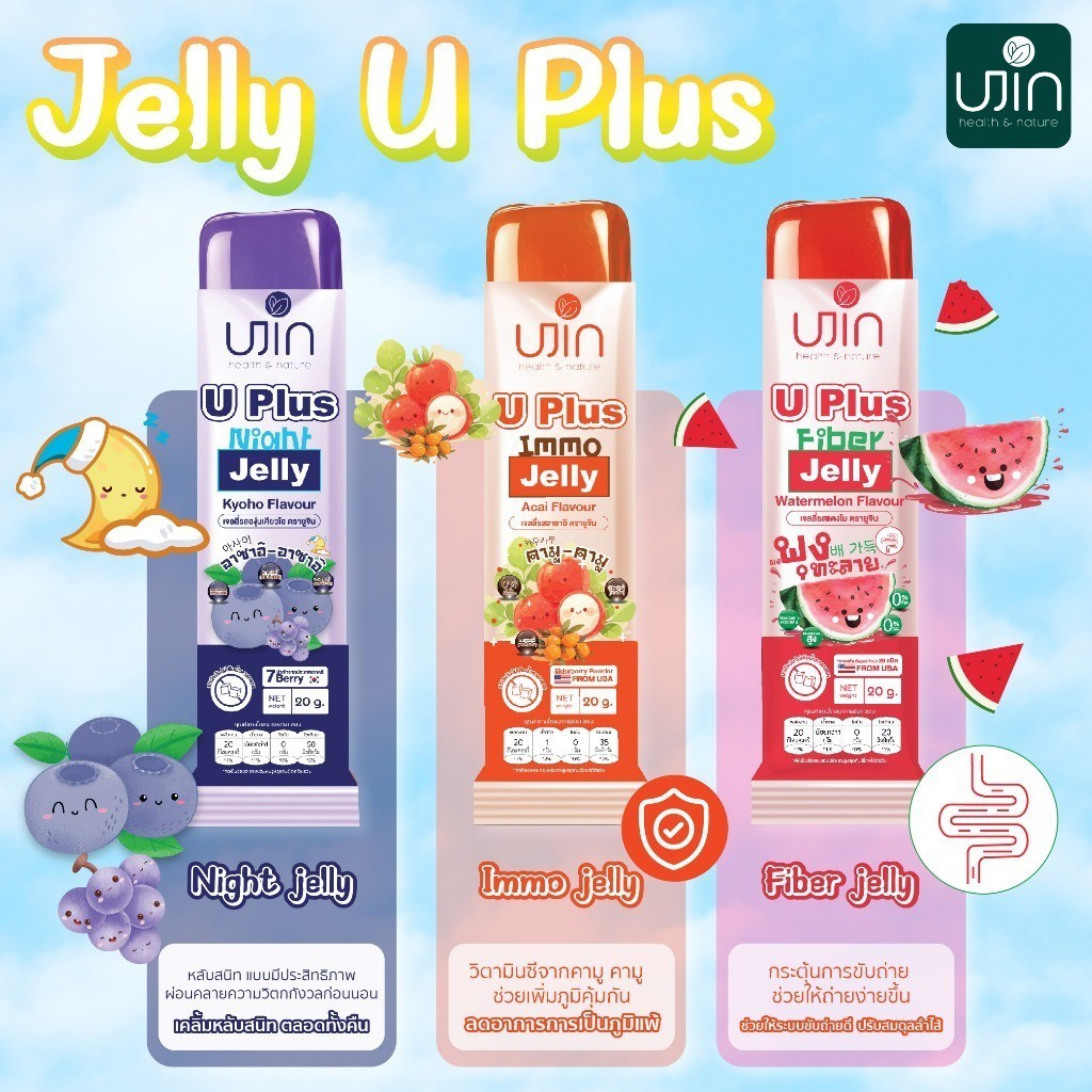 Ujin Jelly U Plus Fiber ไฟเบอร์เจลลี่ ช่วยลดระดับไขมัน ช่วยระบบย่อยอาหารให้ทำงานได้ดีขึ้น ลดอาการท้อ