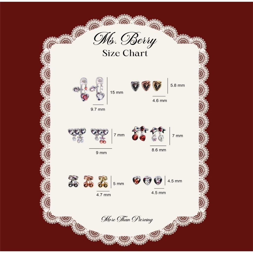 More Than Piercing: MP15 Mini Cherry *waterproof* (Ms.Berry Collection) (1 pc) จิวหู/ต่างหู ราคา ถูกที่สุด ดีลบีเคเค แกลเลอรีภาพที่ 9