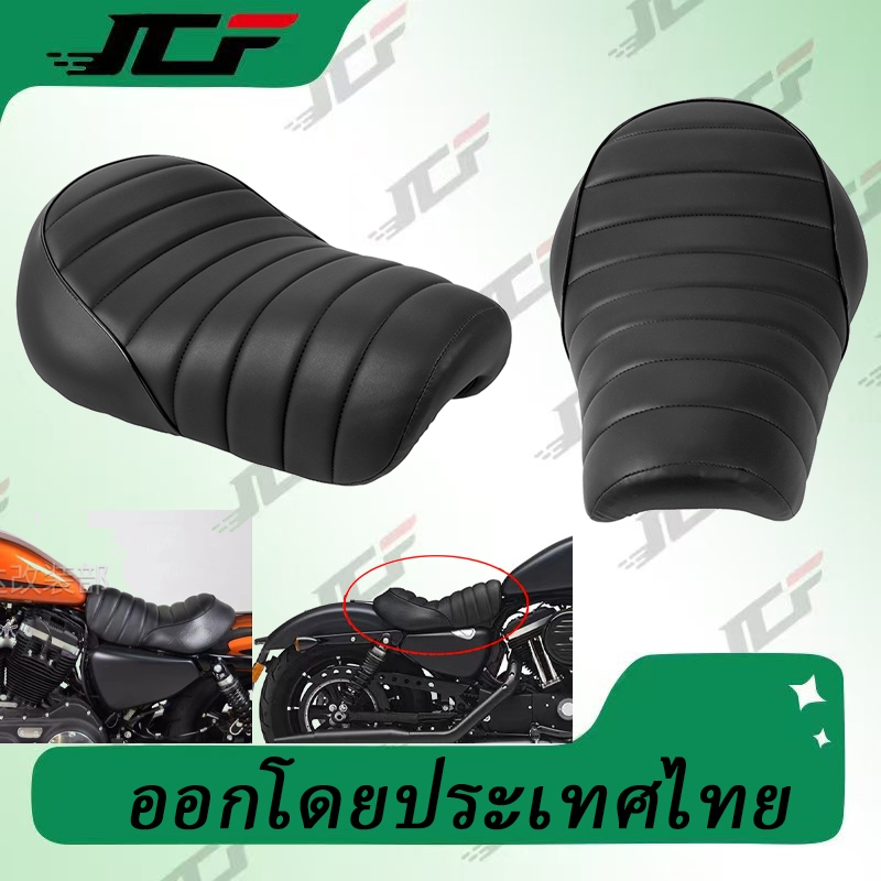 รถจักรยานยนต์หนังสีดํา Rider solo saddle เบาะรองนั่งสําหรับ Harley Davidson Sportster XL883 XL1200 XL 883 1200 X48 72 48