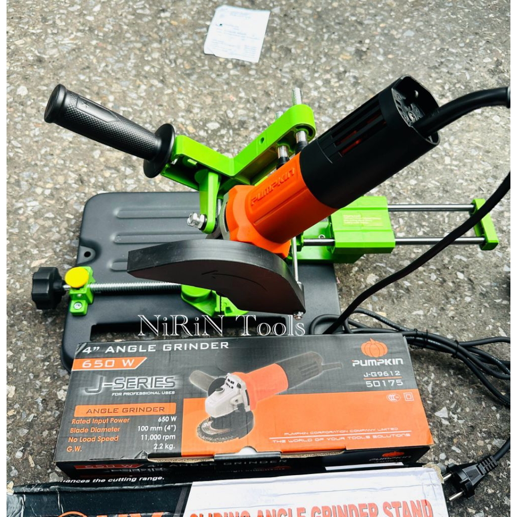 KONY แท่นจับเจียรสไลด์ พร้อมเครื่องเจียร PUMPKIN 4นิ้ว กำลัง 650W แท่นตัดสไลด์ 45 องศา แท่นจับลูกหมู