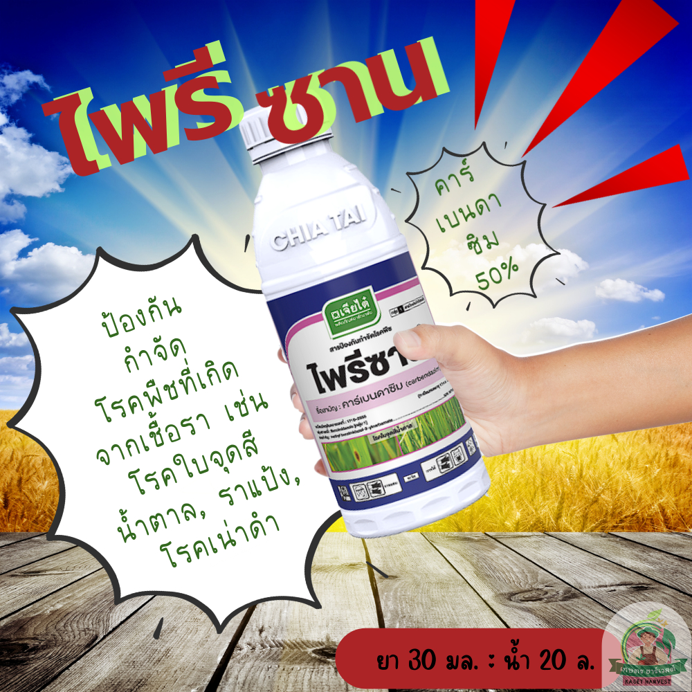 ไพรีซาน 1 ลิตร คาร์เบนดาซิม เจียไต๋ ยาโรคพืชใบจุด ใบขีด ราแป้ง
