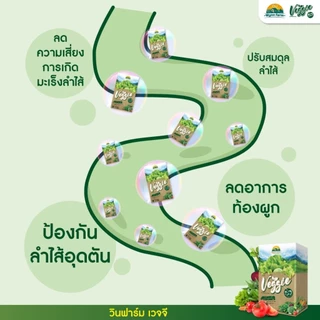 Veggie เวจจี้ พี่วิลลี่พี่หอย ผงผักรวม 30 ชนิด ช่วยขับถ่ายปรับสมดุลลำไส้ [3กล่อง] 30 ซอง