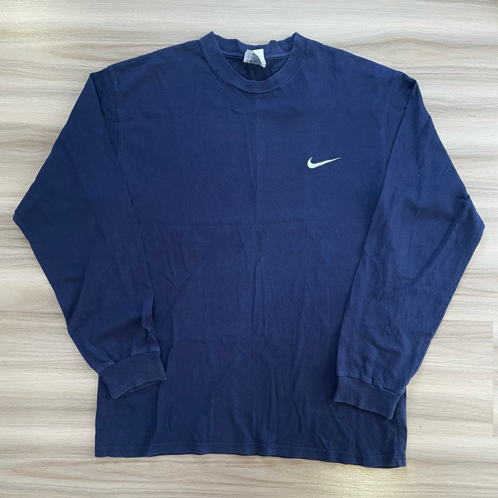 T-shirt  nike 90s แขนยาว ปักอก สีกรม