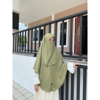ผ้าคลุมผม ทรงไข่(Hijab)หน้ากุ๊กไก่ใส่คางได้พร้อมผ้าปิดหน้าไซส M L XL