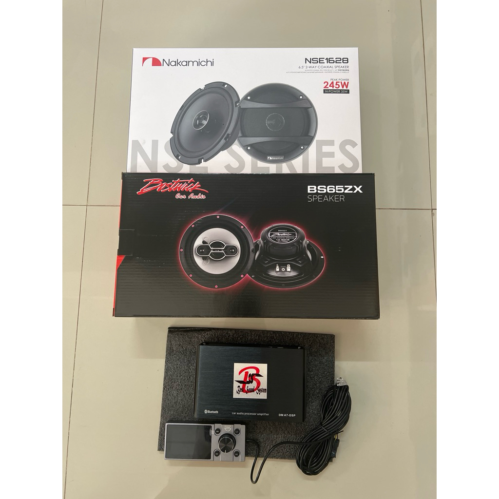 ชุดละ 4395บาท DSP AMP 68x4Ch 1ตัว 6.5“ แกนร่วม NAKAMICHI 1ชุด 6.5”แกนร่วม Bostwick 1คู่ ลำโพงติดรถยน