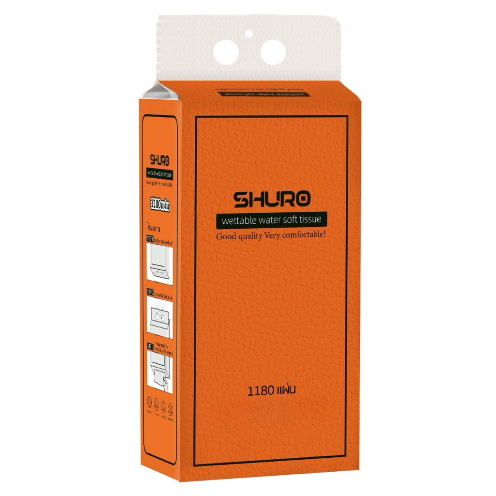 ทิชชู่ SHURO แบบแขวน ดึงล่าง 1,180 แผ่น สัมผัสนุ่มนวล ไม่เป็นขุย ไม่มีฝุ่น สินค้าในไทย ใช้งานได้อเนกประสงค์ ราคาส่ง