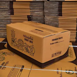 กล่องผลไม้ ไซส์ M ใส่ได้ 10 กก. แถบสีน้ำตาล (มัด 10 ใบ) ขนาด27x42x20 cm