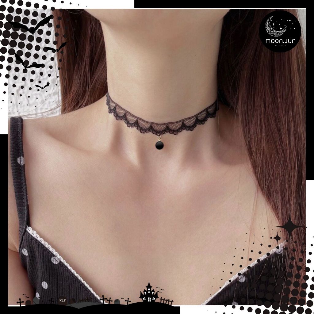 🔮 โชคเกอร์แฟชั่น สร้อยคอ เครื่องประดับสีดำ 🔮 A-113 พร้อมส่งจากไทย