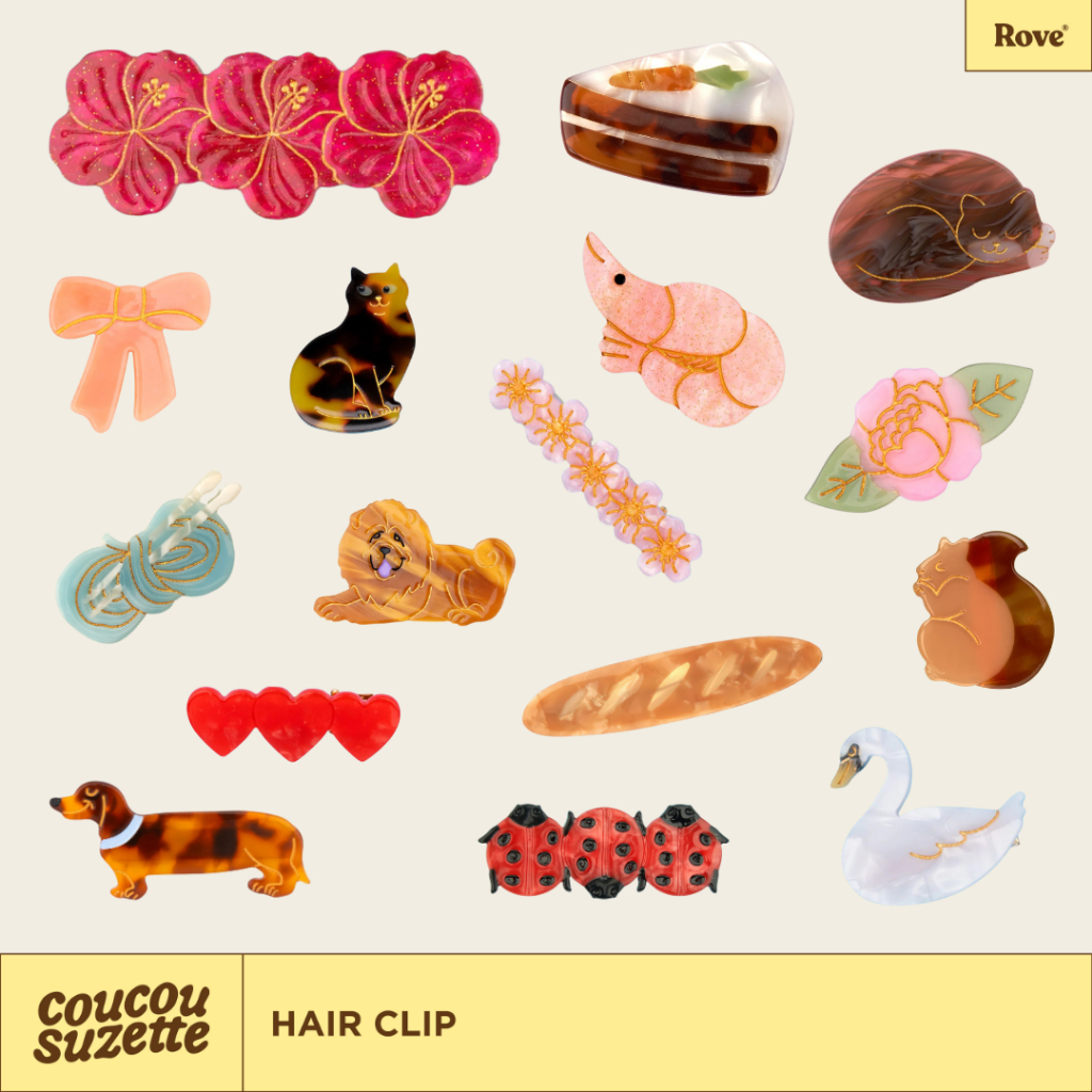 (พร้อมส่ง) Coucou Suzette Hair Clip นำเข้าจากประเทศฝรั่งเศส กิ๊บหนีบผม ลายดอกไม้และสัตว์เลี้ยง ดีไซน์น่ารัก น้ำหนักเบา