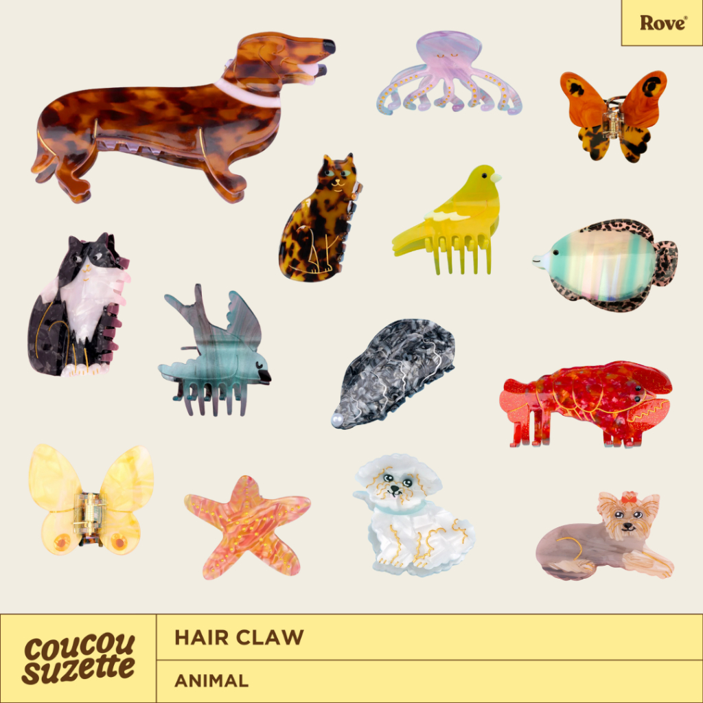 (พร้อมส่ง) Coucou Suzette Hair Claw Animal นำเข้าจากประเทศฝรั่งเศส กิ๊บหนีบผมทำมือใช้วัสดุจากธรรมชาติ หนีบแน่นไม่เจ็บหัว
