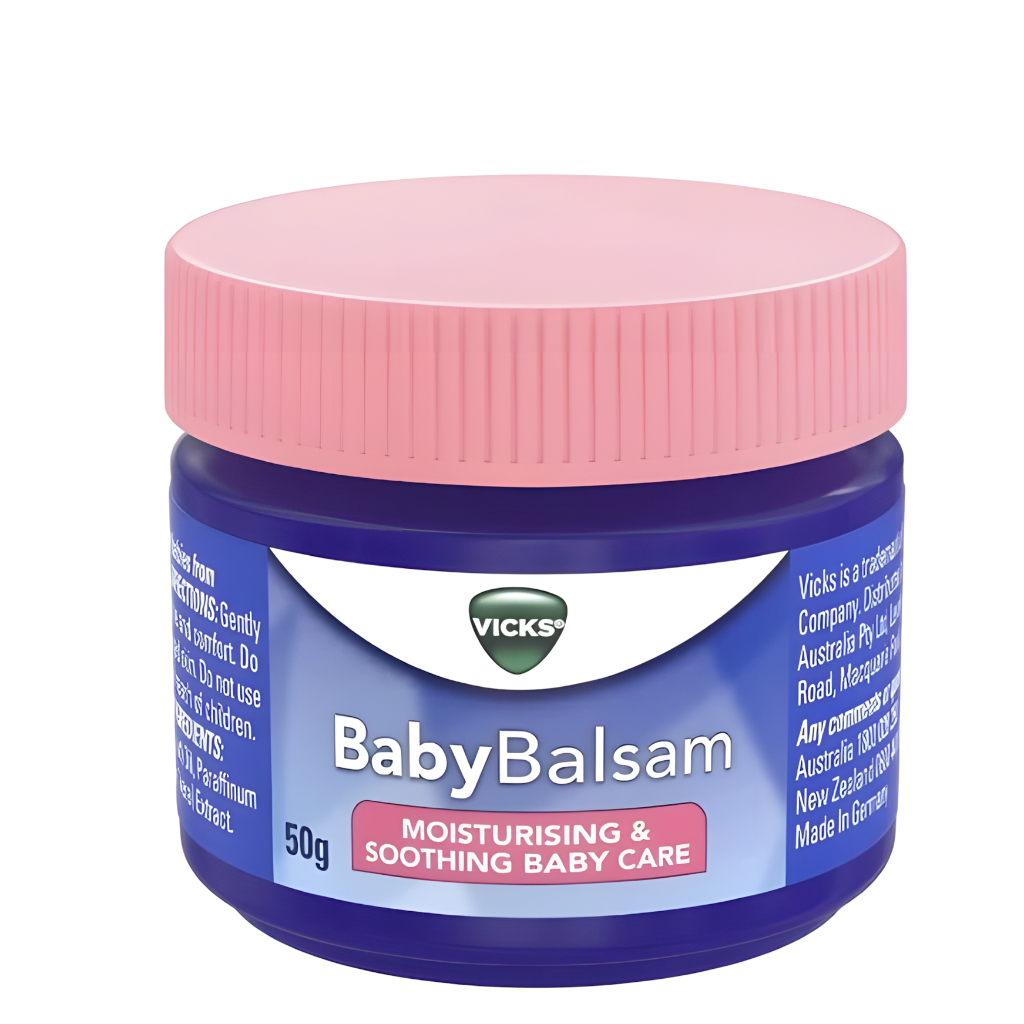 ( Exp:2027 ) Vicks Baby Balsam 50g  ยาทาระเหยสำหรับเด็ก บรรเทาอาการคัดจมูก