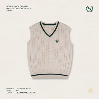 Highschool Preppy Collection 2025 Oversize Vest เสื้อกั๊ก โอเวอร์ไซส์ คอวี - TPB03221