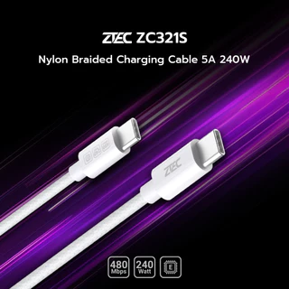 ZTEC ZC321S สายชาร์จเร็ว USB-C to USB-C 5A สำหรับ iPhone 17 240W รองรับเทคโนโลยีชาร์จเร็ว PD , QC -2Y